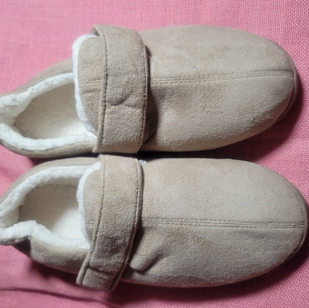 Large Suede Fleece Shearling Style Slippers